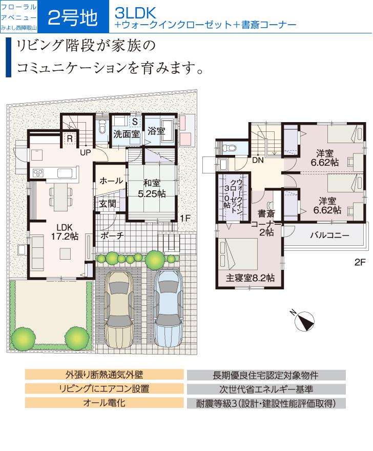 Floor plan.  [No. 2 place] So we have drawn on the basis of the Plan view] drawings, Plan and the outer structure ・ Planting, etc., It may actually differ slightly from.  Also, furniture ・ Car, etc. are not included in the price. 