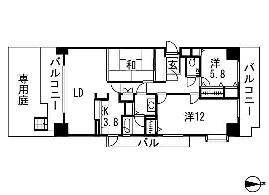 Floor plan. 3LDK, Price 14.3 million yen, Occupied area 94.85 sq m , Balcony area 25.35 sq m