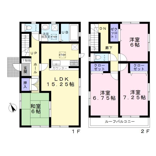 Floor plan. (1 Building), Price 33,800,000 yen, 4LDK, Land area 126.7 sq m , Building area 99.39 sq m