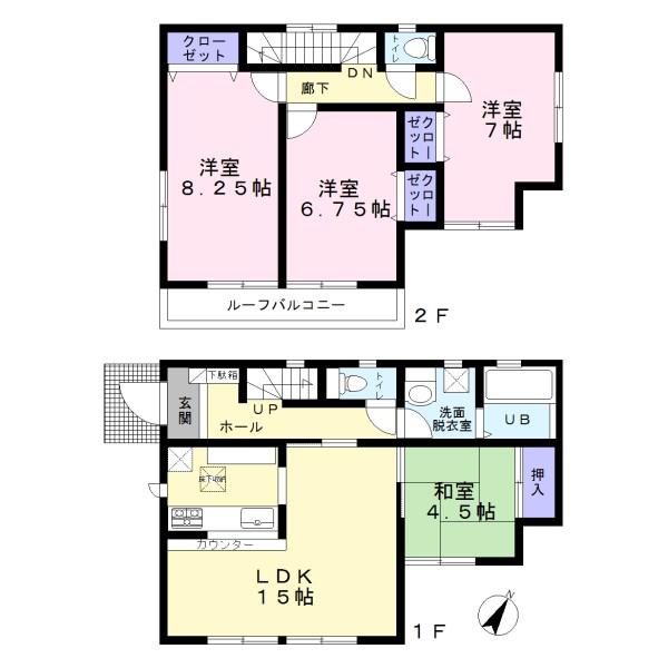 Floor plan. (3 Building), Price 33,800,000 yen, 4LDK, Land area 151.15 sq m , Building area 98.55 sq m