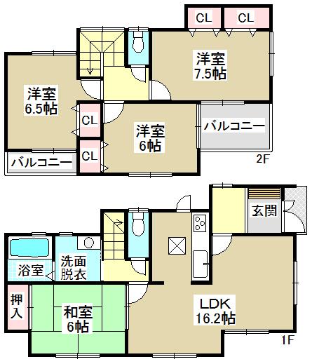 Floor plan. (1 Building), Price 35,800,000 yen, 4LDK, Land area 139.69 sq m , Building area 98.02 sq m
