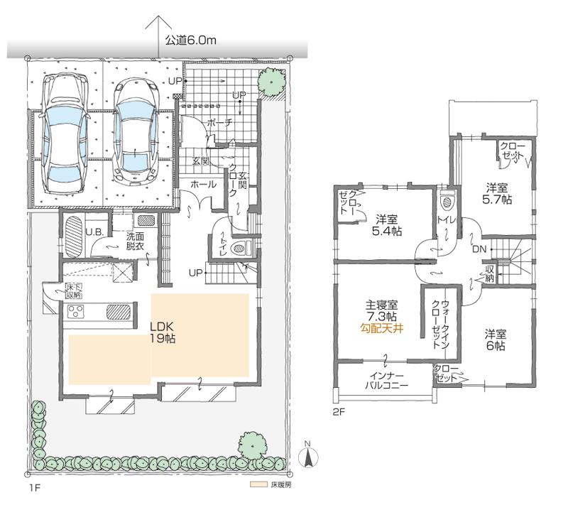 Floor plan. (B Building), Price 45,700,000 yen, 4LDK+2S, Land area 147.84 sq m , Building area 110.61 sq m