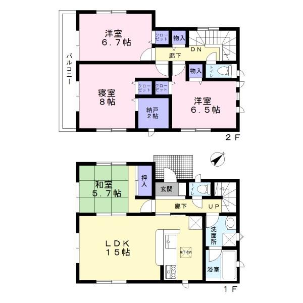 Floor plan. (6 Building), Price 29,900,000 yen, 4LDK+S, Land area 130.38 sq m , Building area 98.81 sq m