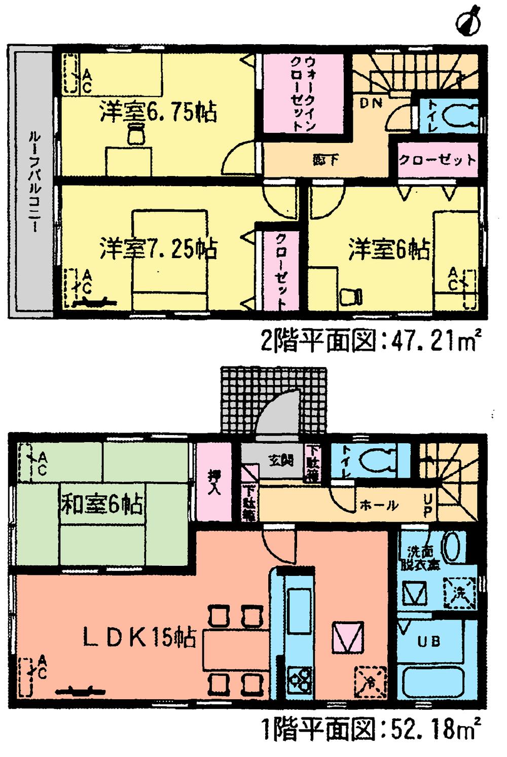 Floor plan. (Building 2), Price 33,800,000 yen, 4LDK, Land area 127.55 sq m , Building area 99.39 sq m