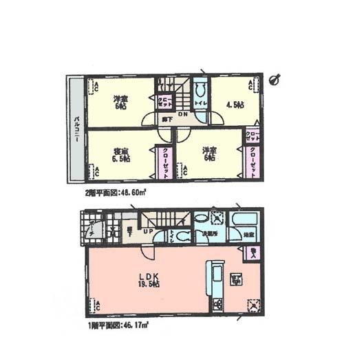 Floor plan. (5 Building), Price 26,900,000 yen, 3LDK+S, Land area 150.12 sq m , Building area 94.77 sq m