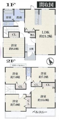 Floor plan. 39,800,000 yen, 5LDK, Land area 166.35 sq m , Building area 142.02 sq m