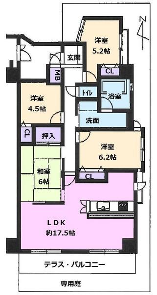 Floor plan. 4LDK, Price 23,300,000 yen, Occupied area 85.87 sq m , Balcony area 12 sq m