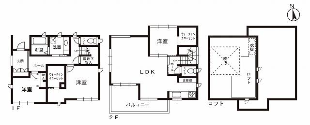 Floor plan. 49,800,000 yen, 3LDK, Land area 181.88 sq m , Building area 119.2 sq m 3LDK + WIC × 2