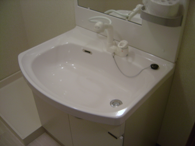 Washroom. Dresser horizontal is indoor washing machine Storage.