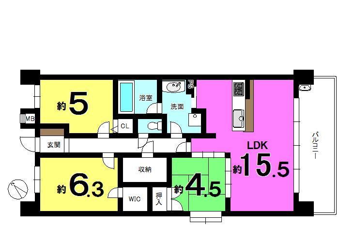 Floor plan. 3LDK, Price 27.5 million yen, Occupied area 73.08 sq m , Balcony area 11.34 sq m
