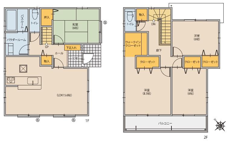 Floor plan. (A House), Price 43,800,000 yen, 4LDK, Land area 133.37 sq m , Building area 106.83 sq m