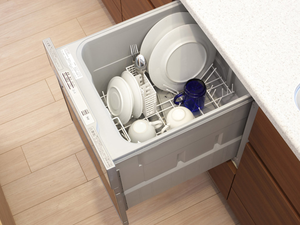 Kitchen.  [EASTCOURT dishwasher] Slide open expression that can be out in a comfortable position. There is also a water-saving effect, Housework, To reduce the burden of household (N type model room)
