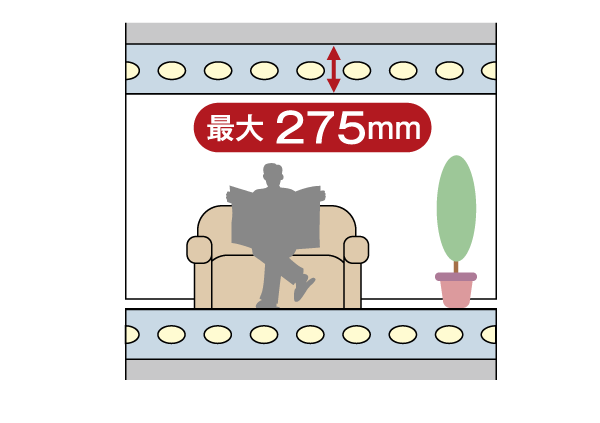 Building structure.  [Hollow core slab] Through a steel pipe in the floor concrete slab, Sound insulation ・ Improve the durability. To achieve the beam was neat and less indoor space ( ※ Floor thickness depends on the type and water around, etc.. Conceptual diagram)