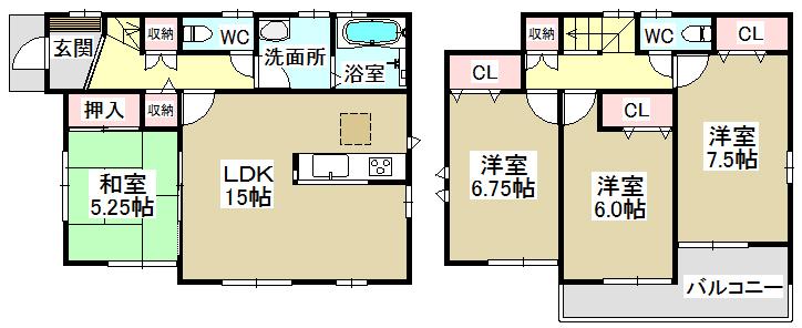Floor plan. (3 Building), Price 29,800,000 yen, 4LDK, Land area 122.16 sq m , Building area 98.53 sq m
