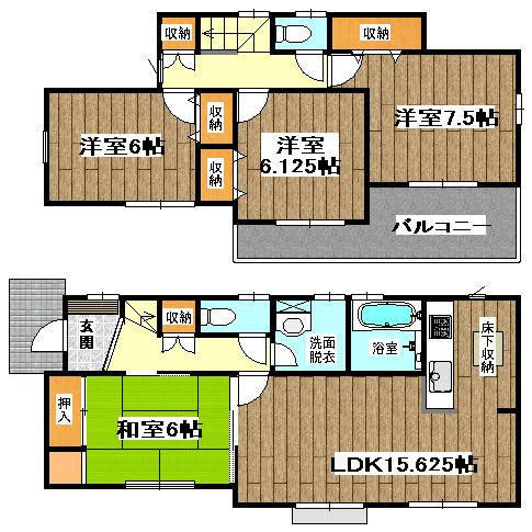 Floor plan. (1 Building), Price 27,900,000 yen, 4LDK, Land area 121.3 sq m , Building area 98.54 sq m
