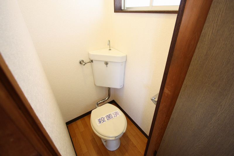 Toilet. With window.