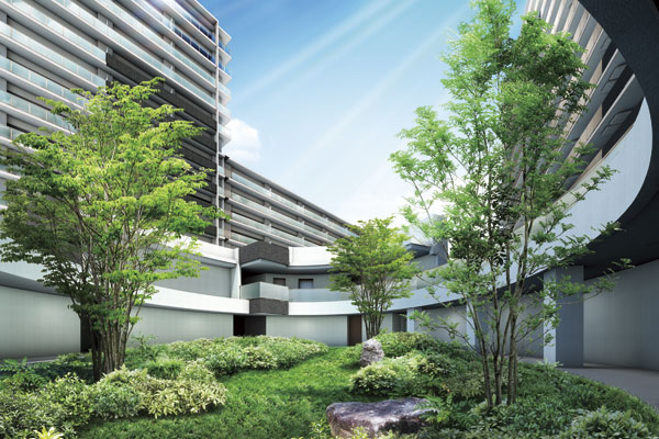 Shared facilities.  [Oval Garden] Next to the private garden, Place a graceful oval garden oval. Such as oval corridor is provided which can be migratory while admiring the green on the periphery, Has also been designed to enjoy the visual (Rendering)