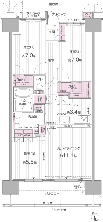Floor: 3LDK, occupied area: 77.14 sq m, Price: 29,180,000 yen