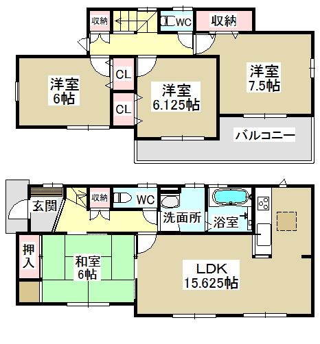 Floor plan. 26,800,000 yen, 4LDK, Land area 121.3 sq m , Building area 98.54 sq m