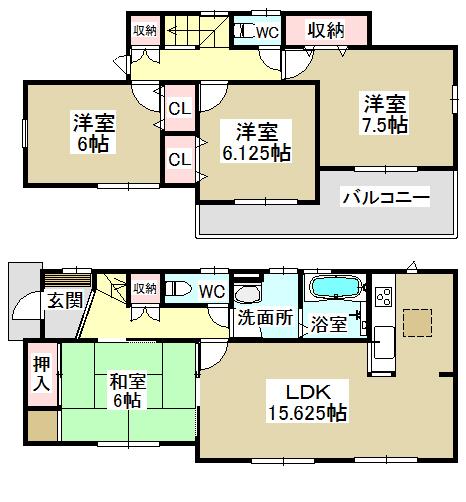 Floor plan. (1 Building), Price 26,800,000 yen, 4LDK, Land area 121.3 sq m , Building area 98.54 sq m