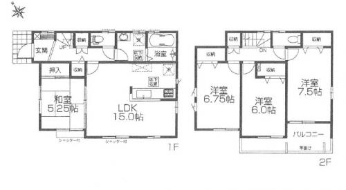 Floor plan. (3 Building), Price 33,900,000 yen, 4LDK, Land area 122.16 sq m , Building area 98.53 sq m