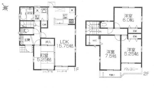 Floor plan. (6 Building), Price 32,900,000 yen, 4LDK, Land area 117.61 sq m , Building area 97.29 sq m