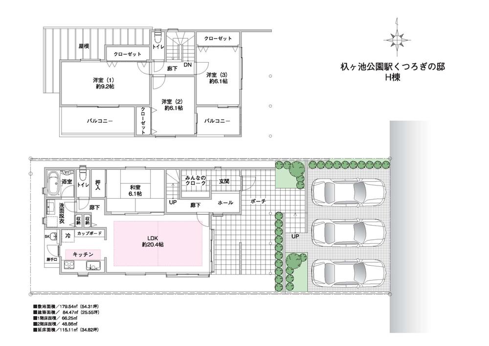 Floor plan. (H Building), Price TBD , 4LDK, Land area 179.54 sq m , Building area 115.11 sq m