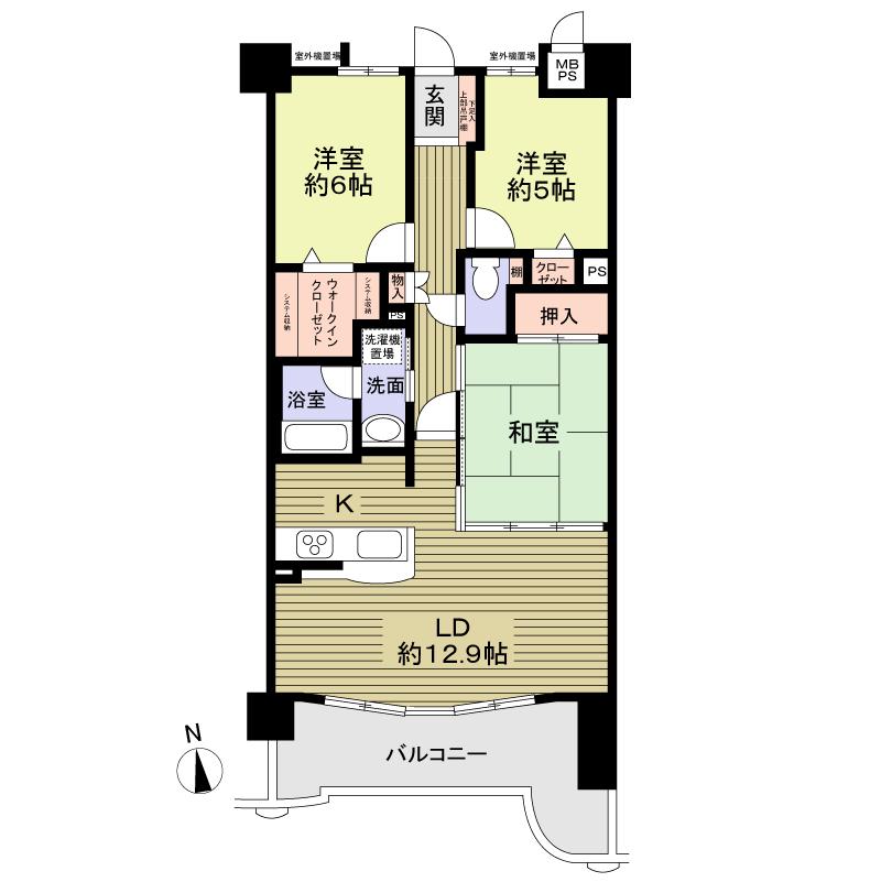 Floor plan. 3LDK, Price 16.8 million yen, Occupied area 75.85 sq m , Balcony area 12.82 sq m 3LDK!