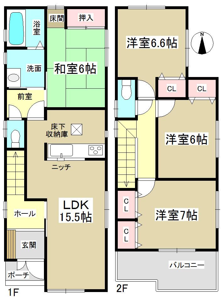 32,800,000 yen, 4LDK, Land area 108.77 sq m , Building area 98.58 sq m   ◆ Facing south ◆ 