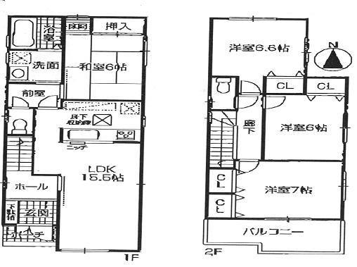 Floor plan. (3 Building), Price 32,800,000 yen, 4LDK, Land area 108.77 sq m , Building area 98.58 sq m