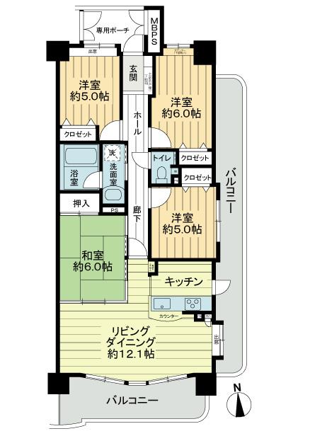 Floor plan. 4LDK, Price 20.8 million yen, Occupied area 83.81 sq m , Balcony area 23.92 sq m