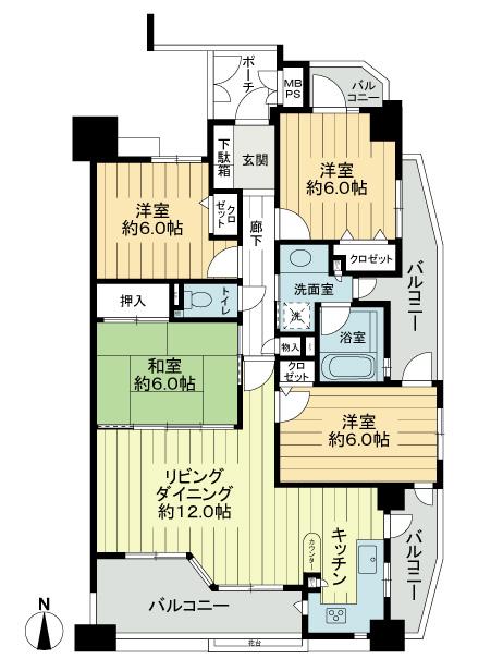 Floor plan. 4LDK, Price 23.8 million yen, Occupied area 85.59 sq m , Balcony area 21.06 sq m