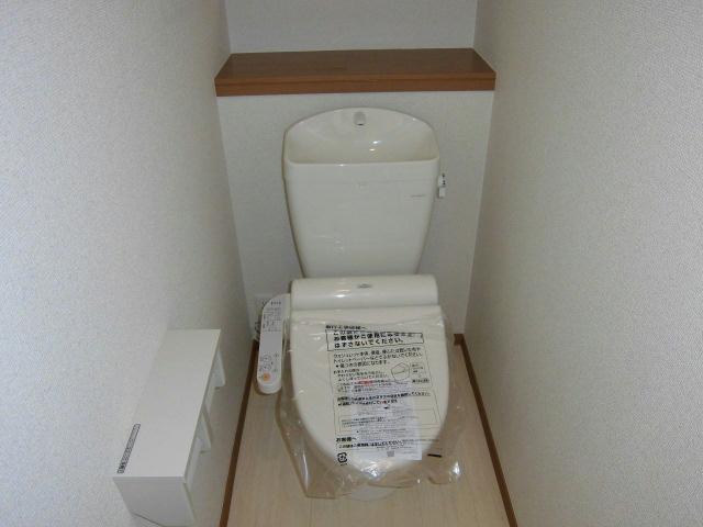 Toilet. Hot water function with toilet