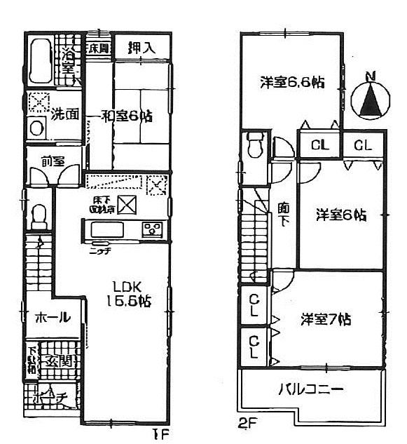 Floor plan. (3 Building), Price 32,800,000 yen, 4LDK, Land area 108.77 sq m , Building area 98.58 sq m