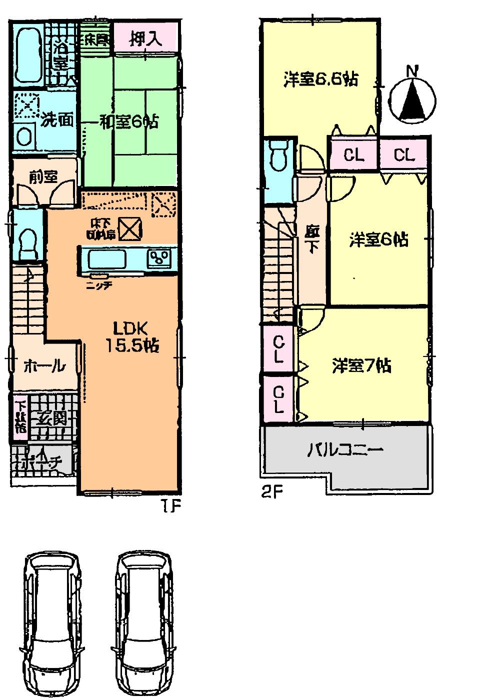 Floor plan. (3 Building), Price 32,800,000 yen, 4LDK, Land area 108.77 sq m , Building area 98.58 sq m