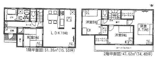 Floor plan. (3 Building), Price 27,900,000 yen, 4LDK, Land area 134.59 sq m , Building area 98.97 sq m