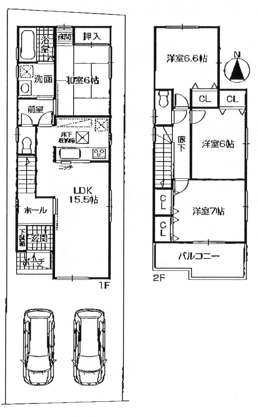 Floor plan. Price 34,800,000 yen, 4LDK, Land area 108.77 sq m , Building area 98.58 sq m