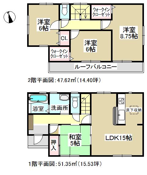 Floor plan. (3 Building), Price 26,800,000 yen, 4LDK, Land area 134.59 sq m , Building area 98.97 sq m