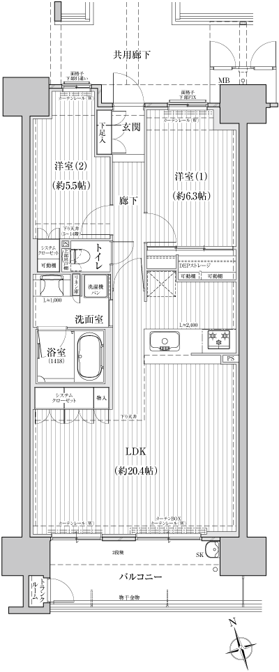 Floor: 2LDK, occupied area: 71.14 sq m