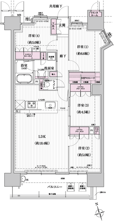 Floor: 4LDK, occupied area: 86.37 sq m