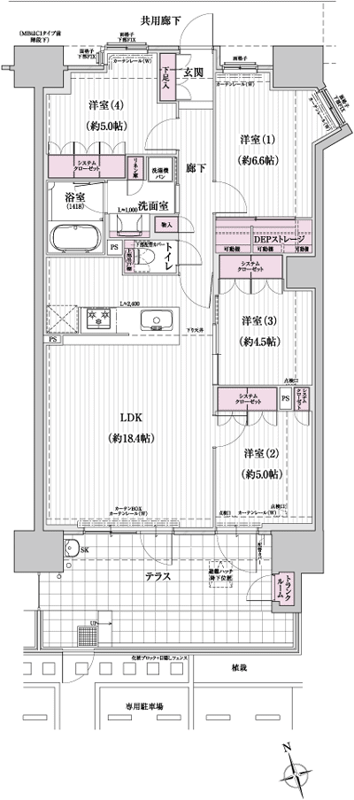 Floor: 4LDK, occupied area: 86.34 sq m