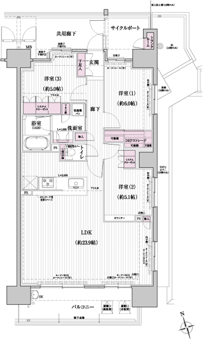 Floor: 3LDK, occupied area: 85.75 sq m