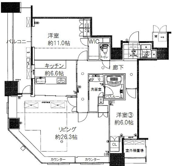 Floor plan. 2LDK, Price 73 million yen, The area occupied 115.2 sq m , Balcony area 12.7 sq m
