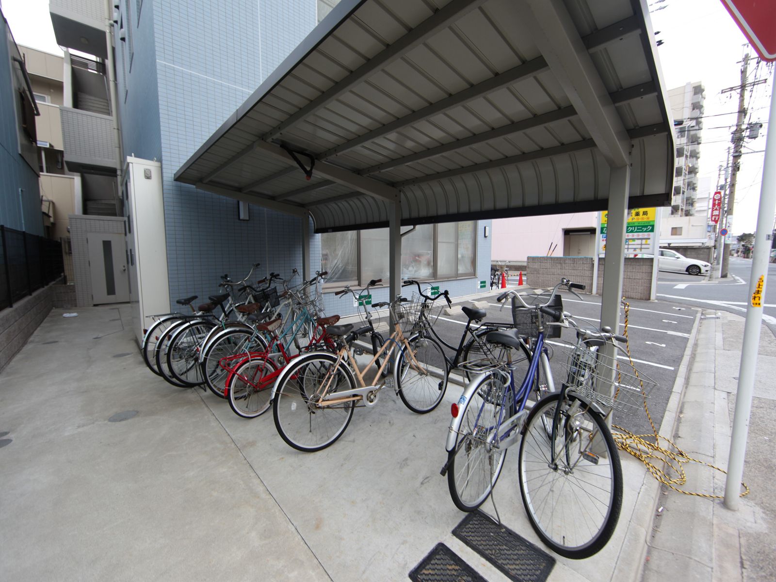 Other common areas. Bicycle parking lot equipped with roof