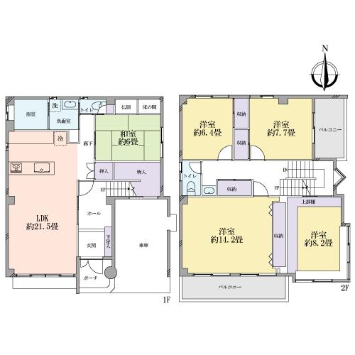 Floor plan. 39,800,000 yen, 5LDK, Land area 156.03 sq m , Building area 137.87 sq m