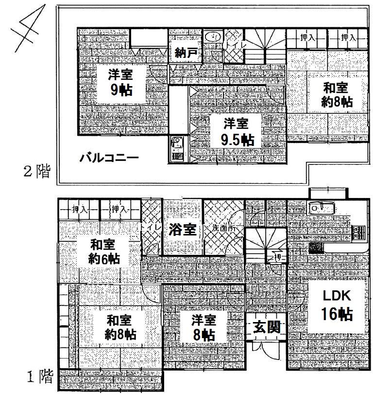 Floor plan. 59,800,000 yen, 6LDK + S (storeroom), Land area 330.82 sq m , Plenty of 6SLDK also building area 180.96 sq m storage space