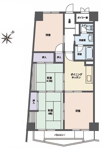 Floor plan. 2LDK, Price 13.5 million yen, Occupied area 64.26 sq m , Balcony area 6.87 sq m   ■ 4DK → change scheduled to be summarized in 2LDK ☆