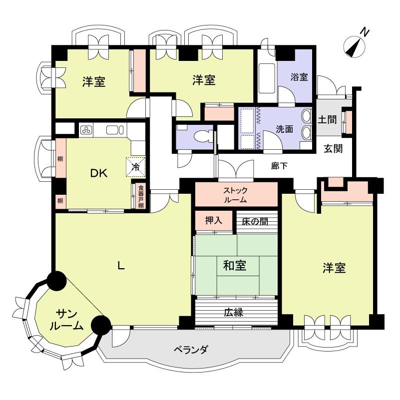 Floor plan. 4LDK, Price 32,800,000 yen, Footprint 147.33 sq m , Balcony area 17.05 sq m 4LDK + stock room (warehouse)