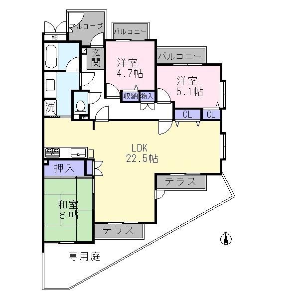 Floor plan. 3LDK, Price 26 million yen, Occupied area 86.77 sq m , Balcony area 20.09 sq m