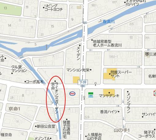 Local guide map. Meijo Line "Chayagasaka" station walk 28 minutes city bus "Shimotsubo" stop a 1-minute walk